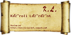 Károli Lóránt névjegykártya